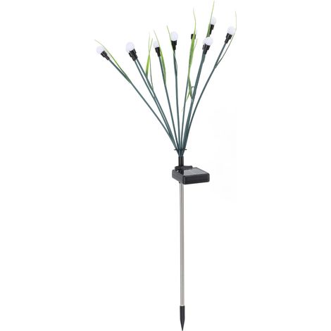 Lampe solaire de jardin LED décorative oscillante, étanche IP65, rechargeable, idéale pour Noël, mariages et fêtes. 10 têtes, lumière blanc chaud, poteau vert. (1/5)