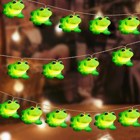 Guirlande lumineuse en forme de grenouille - Veilleuse LED à piles - Pour Halloween, Noël, fête à la maison - Décoration de chambre d'enfant (20 LED, grenouille) (1/5)