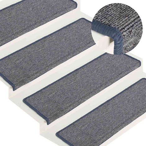 Stufenmatten 15 Stk. 65 x 21 x 4 cm Hellgrau und Blau Rechteckiger Rand