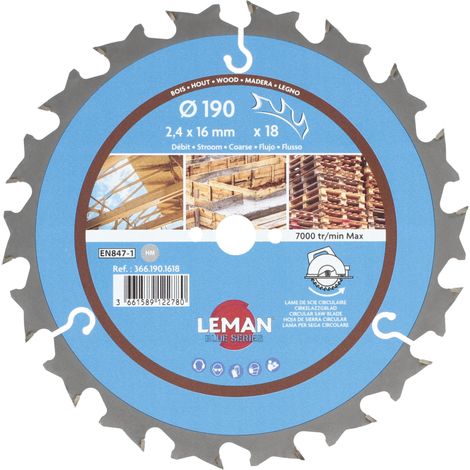 LAME CIRC.HM CHANTIER D190X2.4X16 Z=18 ALT POS+AR - 366.190.1618 - LEMAN (1/4)