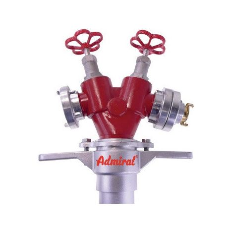 Tube d'incendie STORZ en aluminium DN 80 1x sortie en C, 1x sortie à raccord rapide, 2 vannes (1/2)