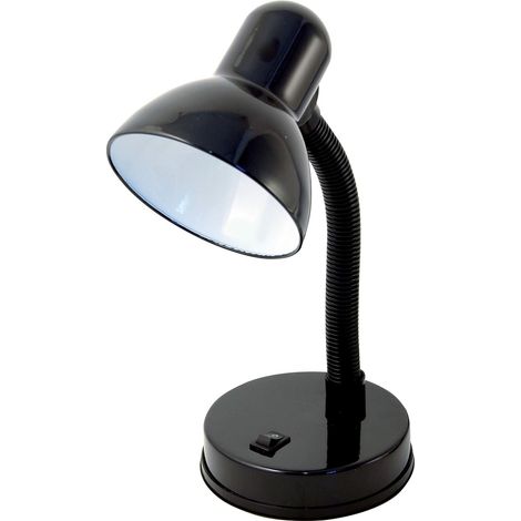 Lampe de chevet noire (ampoule non incluse), culot E27, compatible LED, bras flexible avec câble et interrupteur. En métal. Convient pour les chambres d'enfants, les bureaux, les tables de chevet et l (1/5)