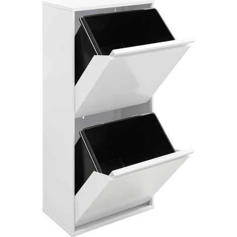 ARREGUI Basic Cubo de Basura y Reciclaje de 2 Compartimentos, 2x23 L (46 L), con Cubetas de Alta Capacidad, Cubos de Basura de Cocina, Contenedores de Reciclaje, blanco CR401-B2 (1/5)