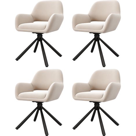 Lot 4 fauteuils salon beige - Pieds faits main - Design moderne élégant - Pour salon, espace détente (1/5)
