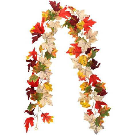 Guirlande d'automne Vigne Artificielle Feuilles D'Érable Récolte Guirlande De Table D'Automne pour Escalier Rampe Table à Manger Mur Mariage Fête (1/5)