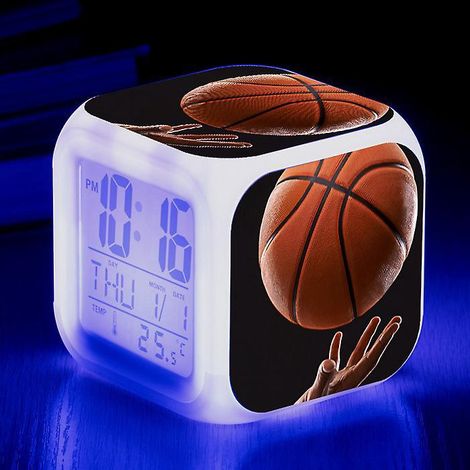 rveil Basket-ball Image Rveil B Lumire Usb Enfants Led Horloge Dessin Anim Veilleuse Flash 7 Changement De Couleur Horloge Numrique Horloge De Bur (1/5)