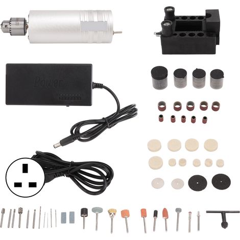 Mini perceuse électrique précise pour perçage, polissage, gravure et découpe DIY sur bois et jaspe – Kit avec mandrin, 100‑240V, prise UK. (1/5)