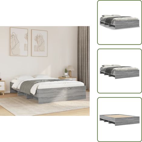 Cadre de lit sans matelas sonoma gris 135x190 cm - Cadre De Lit - Cadres De Lit - Meuble De Chambre À Coucher - Lit (1/5)