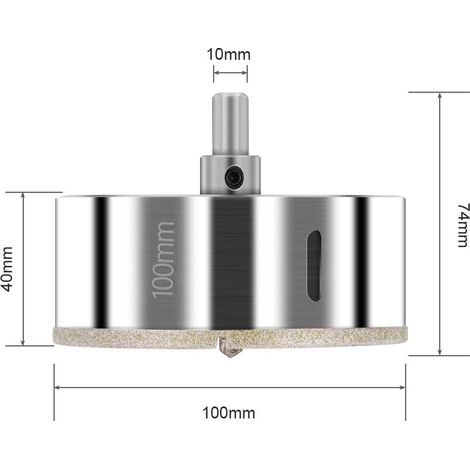 Scie Cloche Diamant 100 mm, Foret Diamant avec Foret Guidage Central, Scie Cloche Carrelage avec Revêtement de Surface en Diamant pour Coupe de Verre, Carrelage, Céramique, Marbre, Calcaire (1/5)
