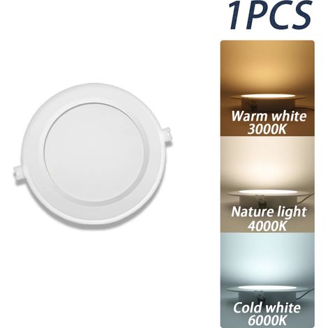 Lampes de croissance pour plantes (1 pièce, lumière naturelle 4000K, 6W) Spot LED encastré rond, panneau lumineux LED pour plafond, éclairage intérieur blanc chaud pour l'orientation de la maison