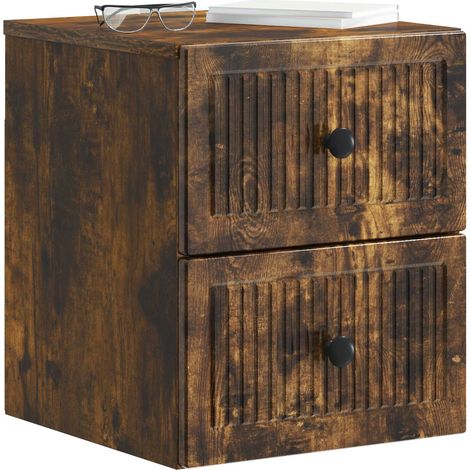 Maison Exclusive - Mobiletto da notte a muro 2 pcs Rovere Fumo 33 x 34,5 x 40 cm