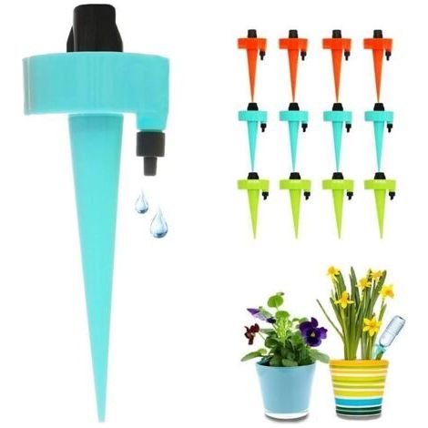 12 Tropfbewässerungsflaschen, automatisches Pflanzenbewässerungssystem mit einstellbaren Wasserdurchflussregelventilen (1/5)