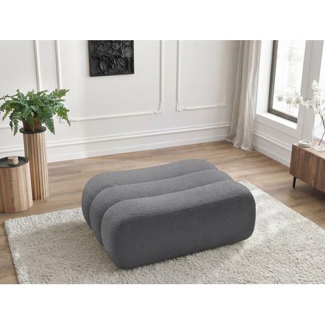 BOBOCHIC - Pouf AZRA tissu bouclette Gris foncé (1/5)