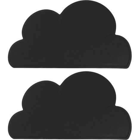 Lot de 2 sets de table en silicone nuage pour enfants, antidérapants, imperméables, isolants thermiques, noirs. (1/5)