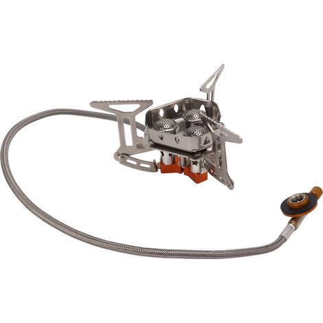 Réchaud de camping mini coupe-vent brûleur à gaz triple tête pour randonnée et trekking (1/5)