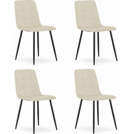 Silla Kara - terciopelo beige claro / patas negras x 4 (1/5)