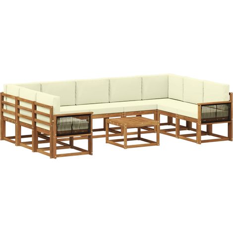 Ensemble de canapés d'extérieur 10 pc Naturel et Crème vidaXL (1/5)