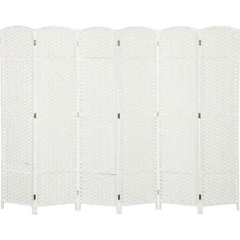 Paravent pliable 6 panneaux cloison séparation salon chambre bureau blanc design intérieur