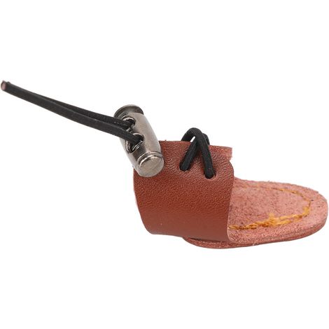 Protège-doigts en cuir de vachette, mini, pour arc, réduit la douleur, languette élastique ajustable pour arc de 20 à 50 lb, marron (1/5)