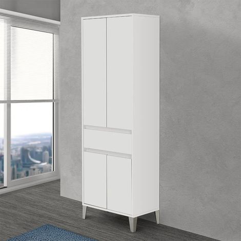 Colonna bagno da terra L. 60 cm Way bianco lucido 4 ante e 1 cassetto (1/4)