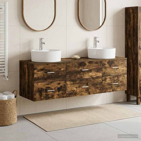vidaXL Bathroom Cabinet Set 3 pcs Smoked Oak 161.5 x 44.5 x 82 cm (1/5)