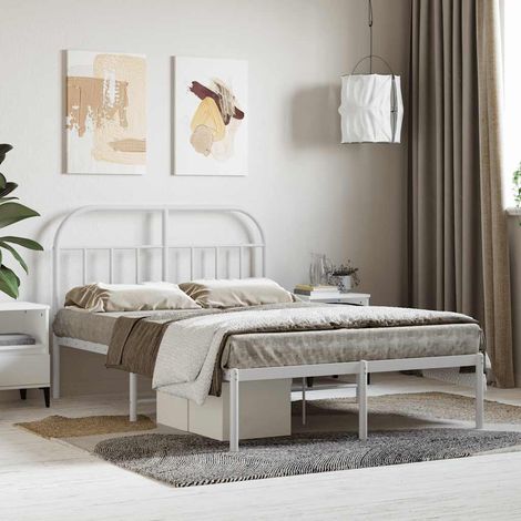 vidaXL Giroletto con Testiera in Metallo Bianco 120x200 cm (1/5)