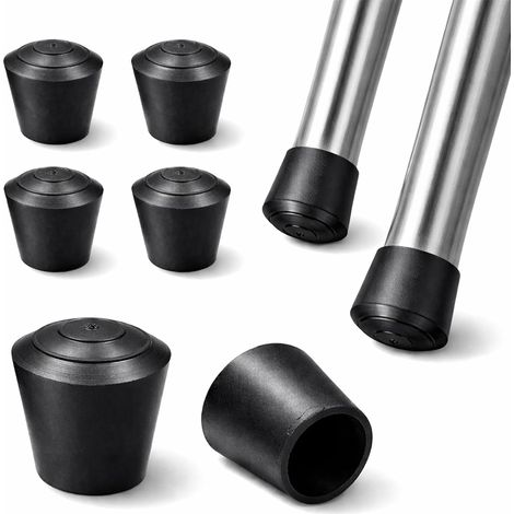 Embouts de Protection Ronds - Lot de 4 - Caoutchouc Noir Épais - Pour Tubes Diamètre 20 mm - Usage Intensif et Silence - Idéal Chaises et Tables (1/5)