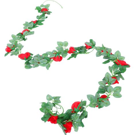 Artificial Red Rattan Rose for Valentine's Day Hanging Decoration, Realistic Silk Flower for Window and Winter Celebrations (1/5)