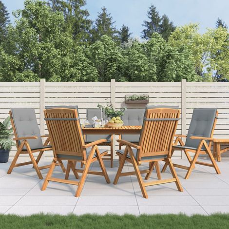 Gartenstühle mit Kissen 6 Stk. Massivholz Teak (1/5)