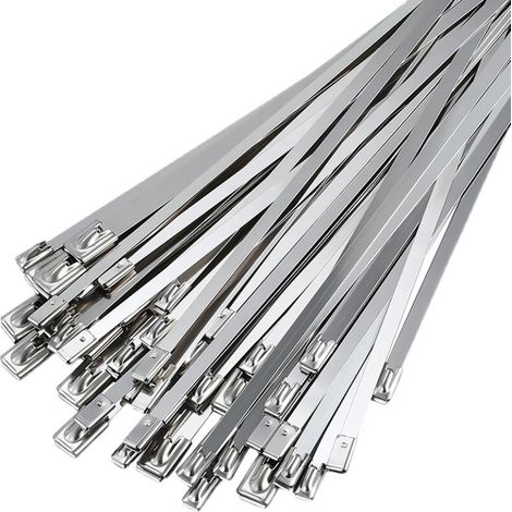 100 304 stainless steel cable ties, 300mm x 0.25mm, suitable for outdoor use, fencing, and garages. (1/5)