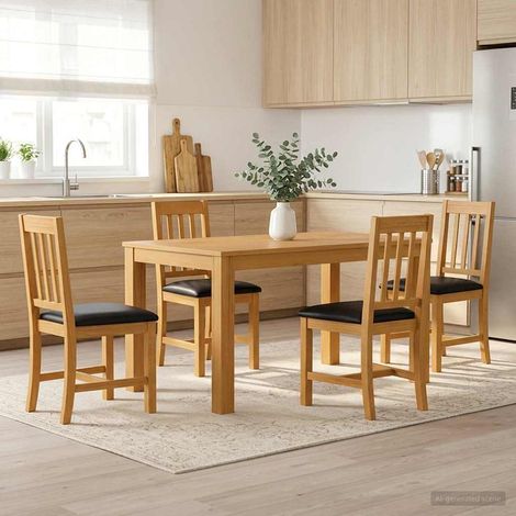vidaXL Ensemble de salle à manger 5 pc Noir Bois de chêne massif (1/5)