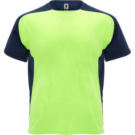 Camiseta técnica de manga ranglán y cubrecosturas a tono BUGATTI ROLY XL Verde Fluor/Marino