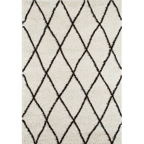 Shaggy indoor rug, Berber style, black and white, Robby, 160x120 cm