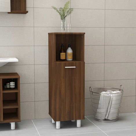 Armoire de salle de bain - Meuble de rangement Style Contemporain Chêne marron 30x30x95 cm Bois d'ingénierie BV638355 - BonneVie (1/5)