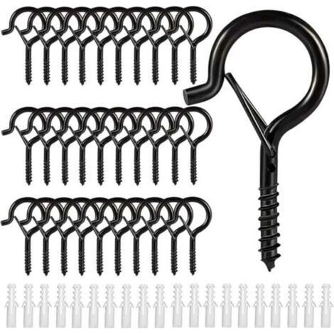 Stainless steel screw hook 5.2cm – Load capacity up to 40kg – Set of 30 hooks with expansion tubes – For indoor and outdoor use – 30pcs (1/4)