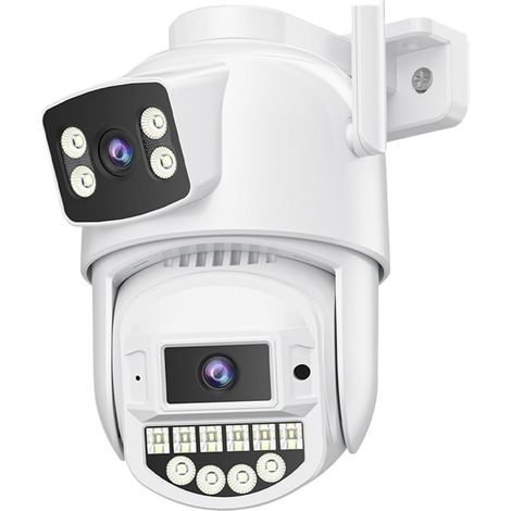 Caméra de sécurité Wi-FI 8 MP, Double Objectif, Double écran, caméra de Surveillance extérieure, Vision Nocturne, détection Humaine, caméra IP CCTV PTZ(8MP Add 64G Card) (1/5)
