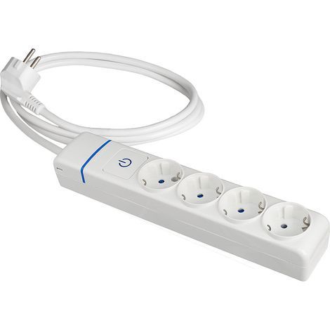 Extensor con 4 tomas 2p+e, 16A 250V con interruptor de luz. 1.5 m de cable H05VV-F 3G1.5mm². 8014pil Solera (1/2)