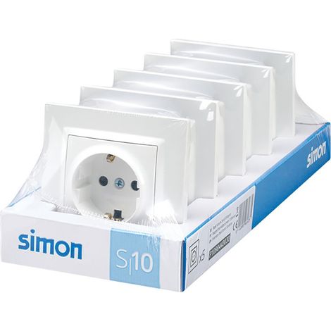 Base empotrable schuko 2p+t 16a 250v, s10, blanco, 5 uds
