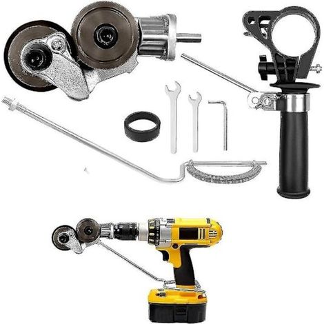 Universelle elektrische Blechschere für Akkuschrauber, Handbohrmaschine, Blechknabber, Aufsatz zum Schneiden von Eisen, Weißblech, Stahl, Kupfer, Aluminium