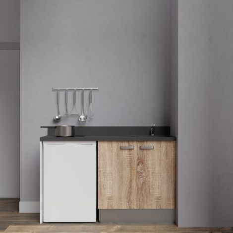Kochnischen K17L - 140 cm Holz - Nero - Spüle rechts (1/5)