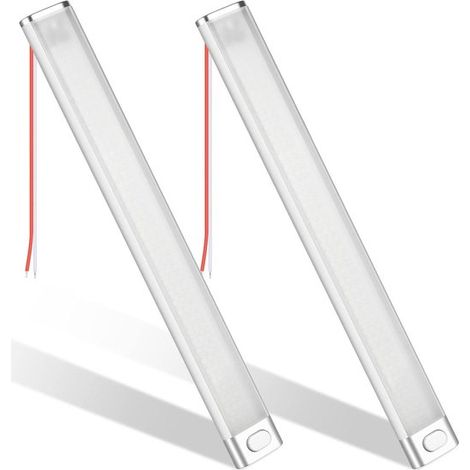 Barra de luz LED interior,Tira de luz universal con interruptor de encendido/apagado,Iluminación blanca para furgoneta,30 cm,2 piezas