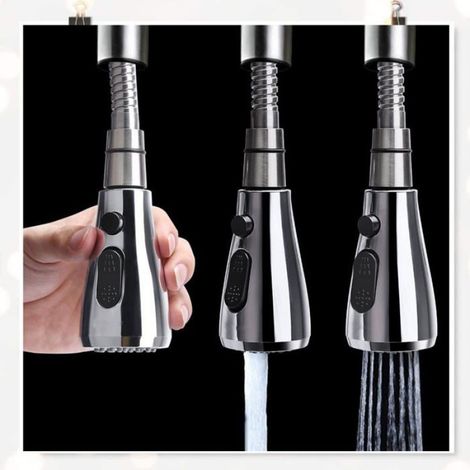 Robinet évier Cuisine Rechange Robinet - Douchette robinet extractible en plastique, finition brossée, prend, (pulvérisation, débit) (1/4)