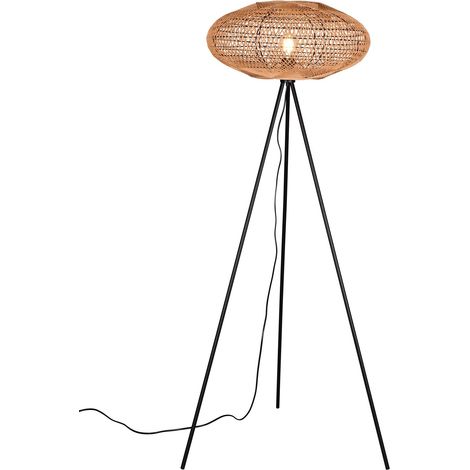 HEDDA PIANTANA TRE PIEDI METALLO NERO CON DIFFUSORE CORDA NATURALE H. 150CM 1 LUCE ATTACCO E27 (1/5)
