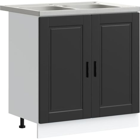 Sink Base Cabinet Porto Black 80 x 46 x 81.5 cm Engineered wood vidaXL (1/5)