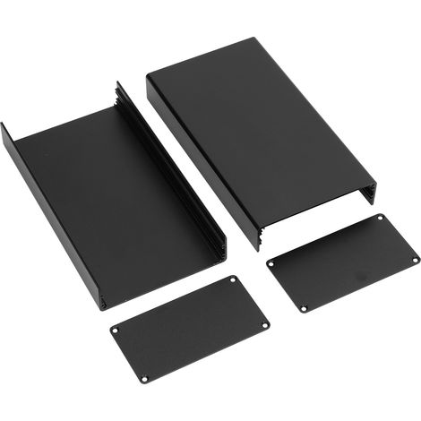 Elektronikgehäuse aus Aluminiumlegierung, Leistungsverstärkergehäuse, Verteilerkasten 58x110x200mm, matt schwarz, Montagegehäuse für DIY-Projekte. (1/5)