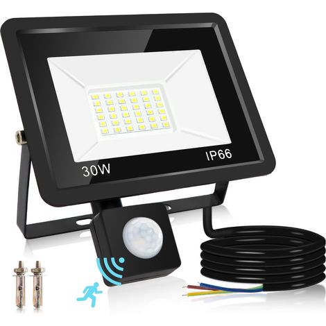 Projecteur LED Extérieur 30W, Imperméable IP66, Spot LED Extérieur 3000LM, 6000K Blanc Froid Floodlight, Lumière de Sécurité pour Jardin, Cour, Garage (1/5)
