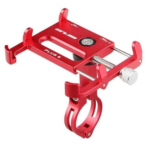 Support téléphone vélo en aluminium, rotation 360°, 6 griffes, rouge, fixation réglable pour smartphone