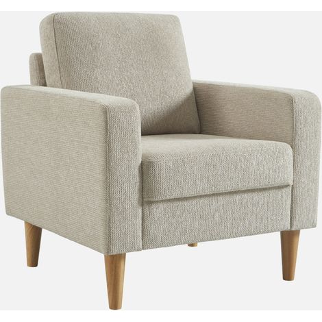 Sillón de madera de hevea y tela de chenilla
