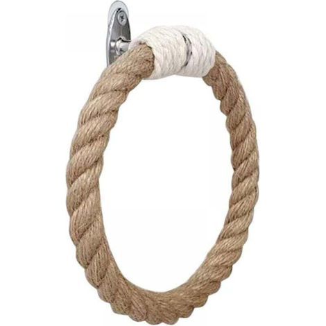 Porte-Serviettes Corde Serviette Anneau Mural en Bois Serviette De Bain Anneaux Ferme Rustique Porte-Serviette pour Salle De Bain Cuisine Mur Décor Stand Accessoires (1/5)