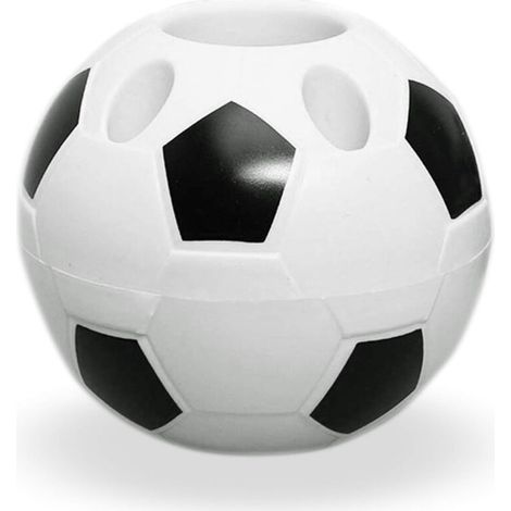 Porte-stylo décoratif forme ballon de foot pour bureau - Idée cadeau rentrée scolaire ou anniversaire (Noir et blanc) (1/4)